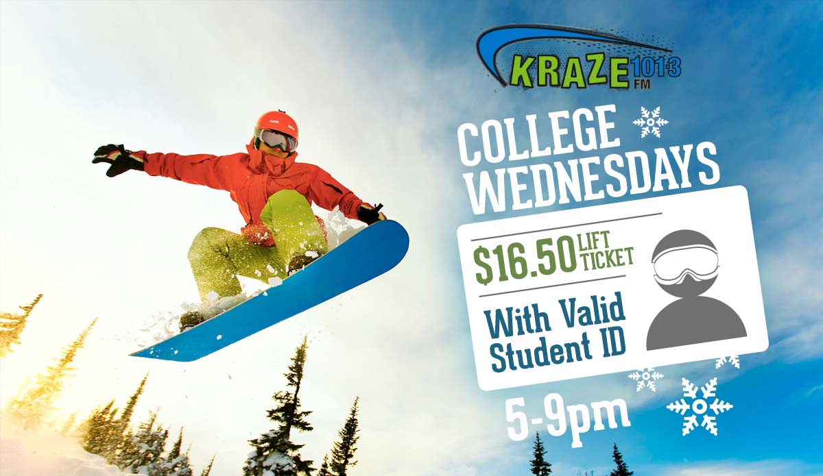 Kraze College Wednesday - $16.50 Lift tickets for students